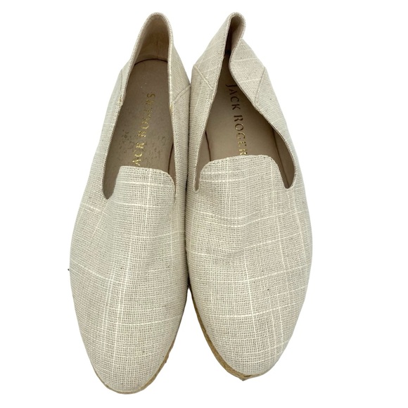 Jack Rogers Audrey Linen Flat Espadrille Shoes Size 8 - Picture 2 of 8